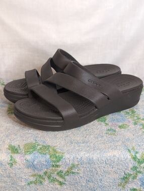 Crocs Monterey Strappy Wedge 'Espresso' womens 8